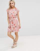 Thumbnail for your product : boohoo Petite Floral Ruffle Sleeve Skater Dress