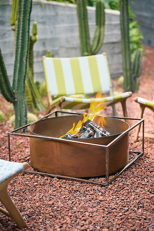 Weathering Steel Framed Cylinder Fire Pit