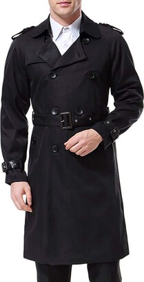 Fensajomon Mens Classic Double Breasted Slim Fit Pea Coat Trench Jacket