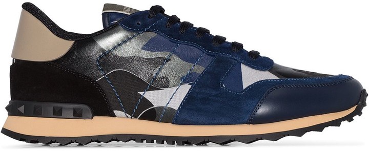 Blue Camouflage Men's High-top Sneakers, Army Military Men's Designer  Tennis Running Shoes | Heidikimurart Limited
