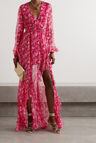 Thumbnail for your product : Caroline Constas Liv Wrap-effect Floral-print Silk-chiffon Maxi Dress - Red