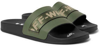 Off-White Off White Industrial Logo Webbing-trimmed Rubber Slides - Army green