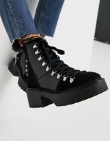 Thumbnail for your product : ASOS DESIGN Alison premium suede hiker boots in black