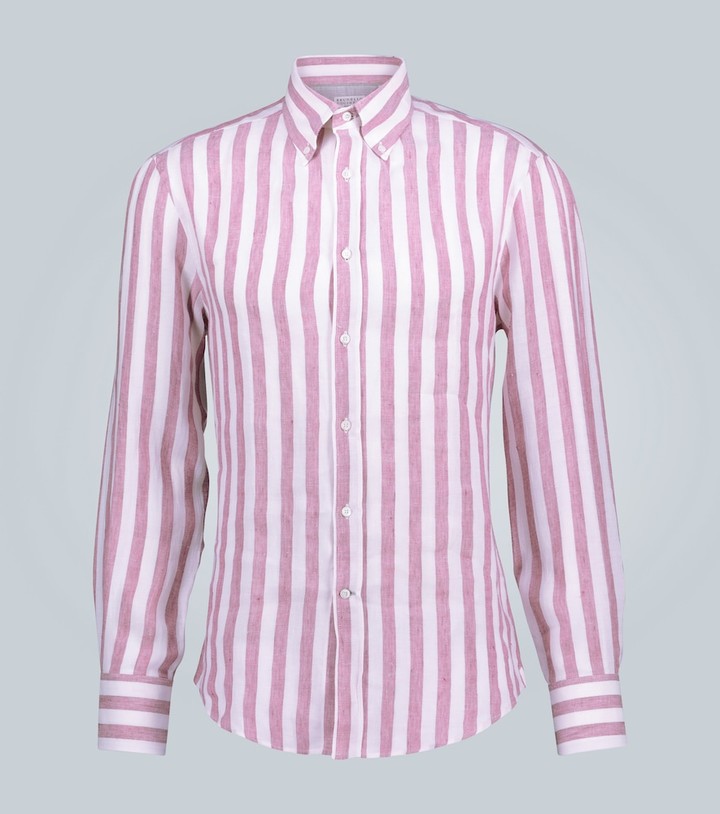 Brunello Cucinelli Slimfit buttondown linen shirt ShopStyle