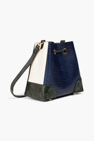 Thumbnail for your product : MICHAEL Michael Kors Paneled snake and lizard-effect leather bucket bag