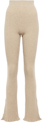 Victoria Beckham Ribbed-knit wool-blend flared pants