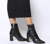 Thumbnail for your product : Office Alto Pointed Block Heels Black Croc Leather