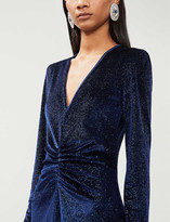 Thumbnail for your product : Rotate by Birger Christensen Glitter-embellished velvet midi dress