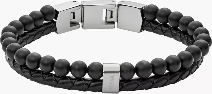 Multi-Strand Black Leather Bracelet - JF03098001 - Watch Station
