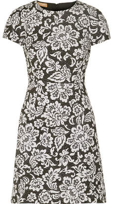 Michael Kors Collection - Floral-print Cotton And Silk-blend Matelassé Mini Dress - Black