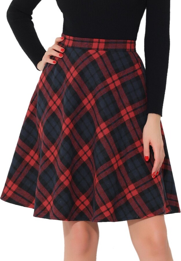 Knee Length Plaid Skirt | ShopStyle