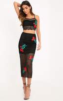 Thumbnail for your product : PrettyLittleThing Aurora Black Fishnet Applique Midaxi Skirt