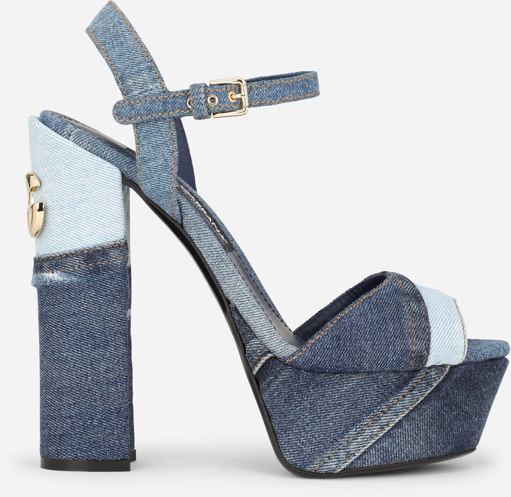 Dolce & Gabbana Patchwork denim platform sandals - ShopStyle