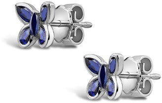 Pragnell 18kt White Gold Sapphire Butterfly Stud Earrings