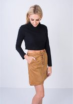Thumbnail for your product : Missy Empire SP Tan Suede Lace Up Mini Skirt