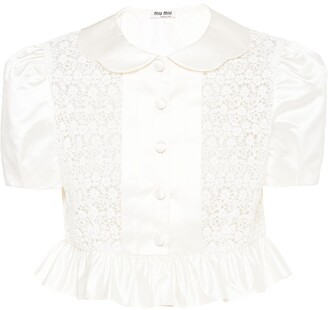 Miu Miu Duchess lace-panelled blouse