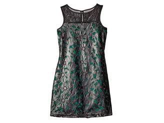 Us Angels Pleather Lace Sleeveless Illusion A-Line Dress