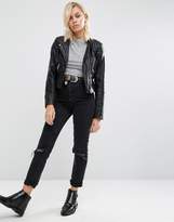 Thumbnail for your product : ASOS Leather Look Soft Racer Jacket