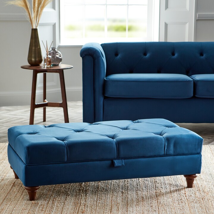 Dunelm Chesterfield Opulent Velvet Storage Footstool Blue ShopStyle