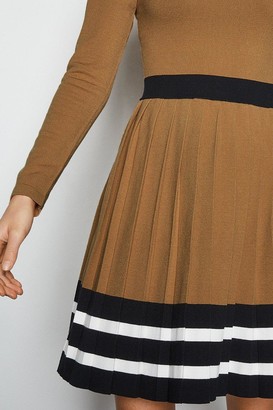 Karen Millen Sporty Stripe Pleat Knit Dress