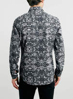 Thumbnail for your product : Topman Black Marble Print Long Sleeve Smart Shirt