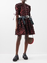 Thumbnail for your product : Chopova Lowena Fil Coupé-floral Belted Taffeta Mini Dress - Red Black