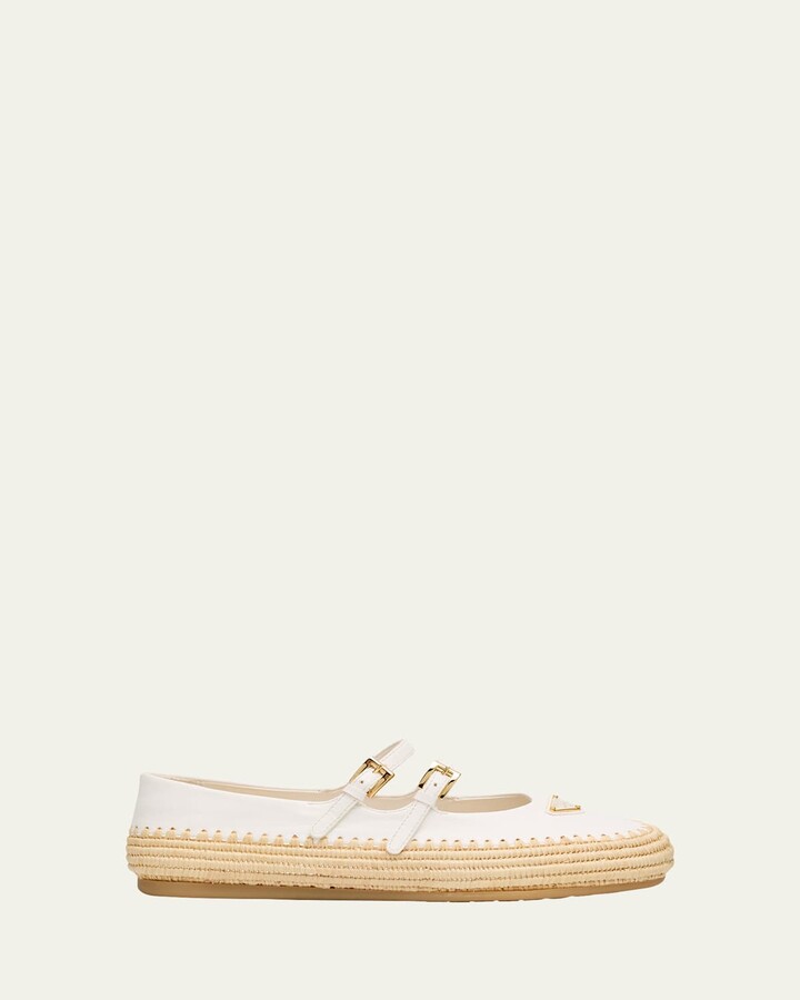 Leather Dual Mary Jane Ballerina Espadrilles