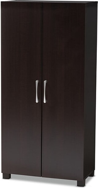 Marine Modern and Contemporary Wenge Dark Brown Finished 2-Door Wood Entryway Shoe Storage Cabinet