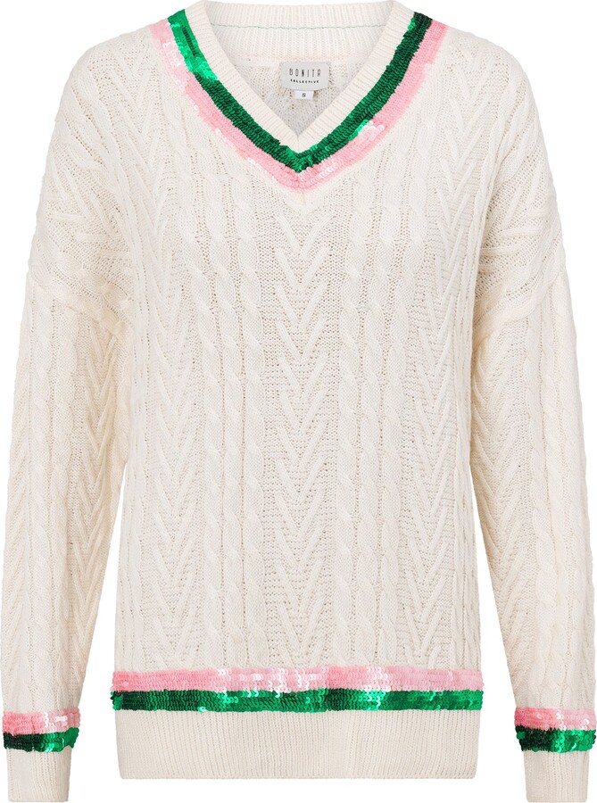 Bonita Collective Women's Green Pink Purple The Cricket Jumper