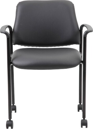 Boss Office Products BossOfficeProductsStackingChairwithCastersBlack:UpholsteredDeskChair,MetalFrame,FixedArms