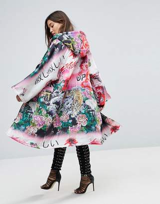 ASOS Padded Kimono Coat In All Over Print