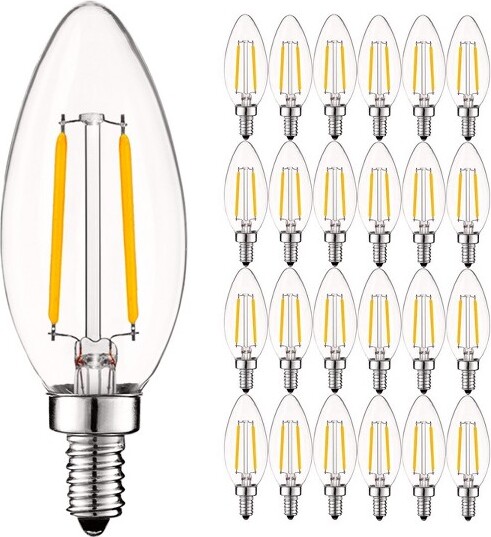 Luxrite4WVintageCandelabraLEDBulbsDimmable400Lumens2700KWarmWhiteChandelierLightBulb40WEquivalentE12Base24Pack