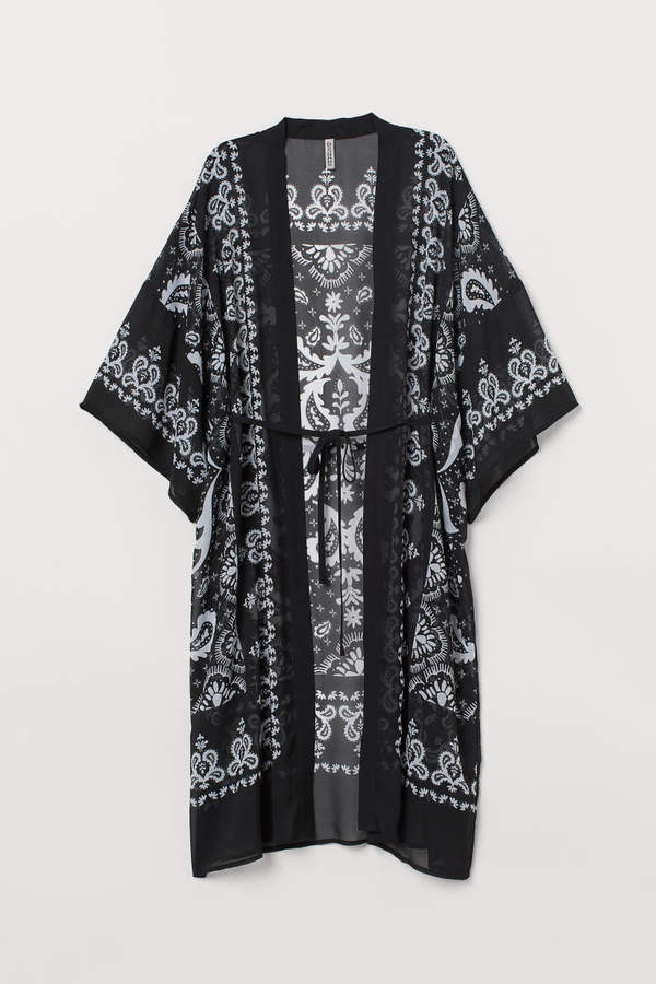 H&M Patterned Kimono - Black - ShopStyle Women's Fashion