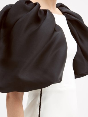 Rasario Puff-sleeve Satin Midi Dress - White Black