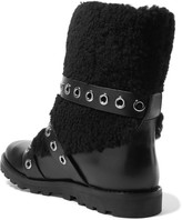 Thumbnail for your product : Marc by Marc Jacobs Eyelet-Embellished Leather And Shearling Boots