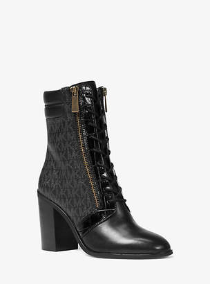 Michael Kors Rosario Logo And Leather Ankle Boot