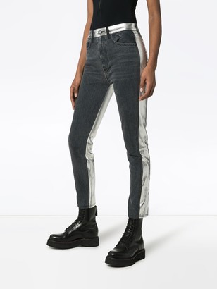 Jordache High-Waisted Straight Leg Metallic Panel Jeans