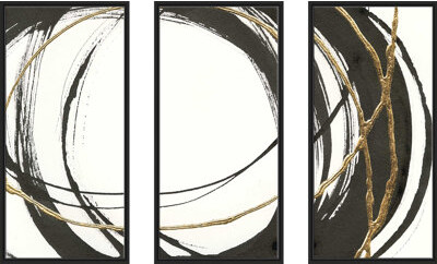 Orren Ellis 'Gilded Enso II' - 3 Piece Floater Frame Print Set on Canvas