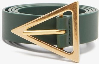 Bottega Veneta Triangle-buckle Leather Belt - Dark Green