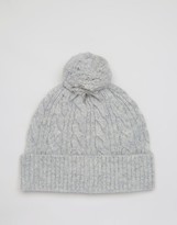 Thumbnail for your product : Jack Wills Gray Cable Beanie with Pom Pom