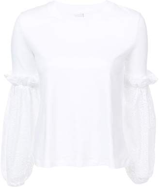 Mother of Pearl contrast bell sleeve top