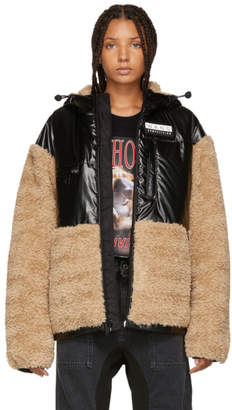 Alexander Wang Khaki and Black Faux-Shearling Jacket