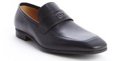 Thumbnail for your product : Gucci black leather logo strap slip-on loafers