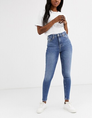 Topshop jamie jeans in mid blue - ShopStyle