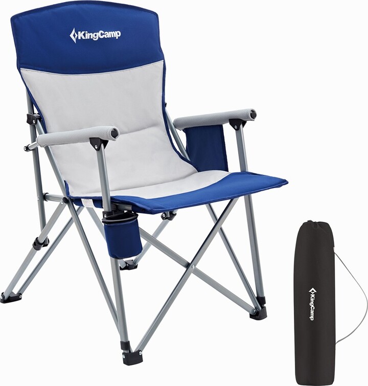 KingCamp Padded Outdoor Folding Lounge Chair with Swiveling Cupholder