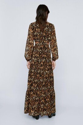 Nasty Gal Womens Chiffon Leopard Cut Out Maxi Dress