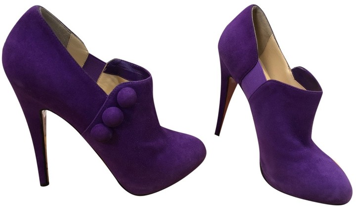 purple suede ankle boots