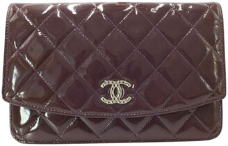 Chanel Purple Quilted Patent Leather Wallet on Chain Bag - ShopStyle