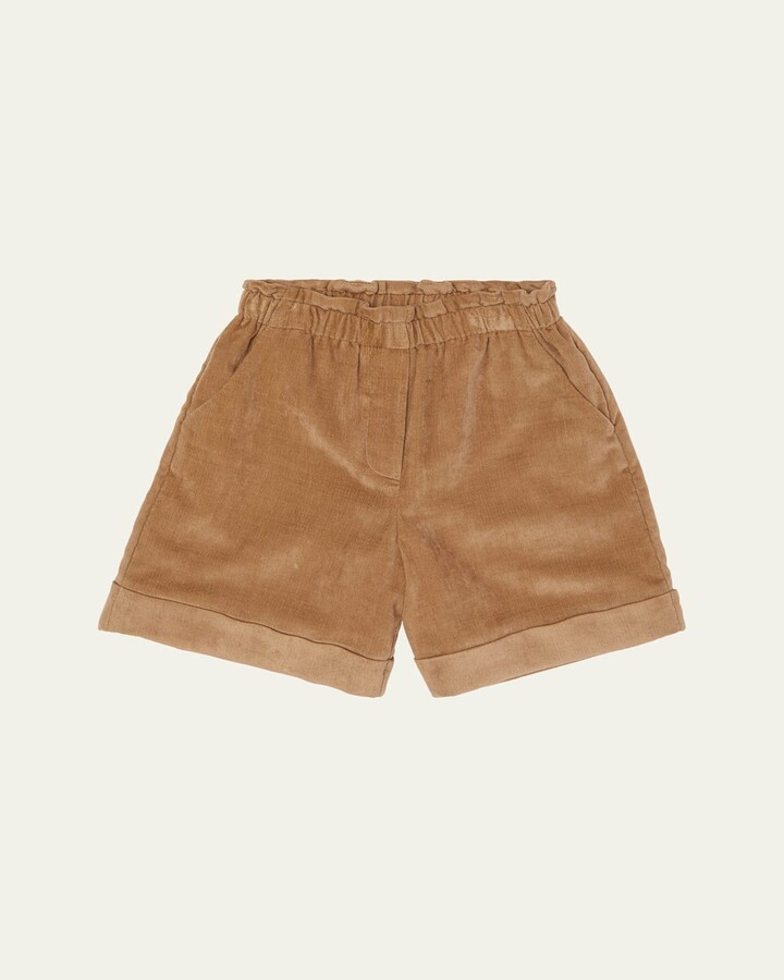 Girl's Logo Patch Corduroy Shorts, Size 12-14