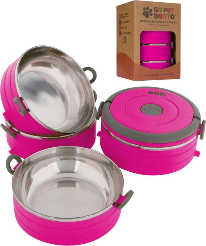 Healthy Human Go Pet Bento Travel Boxes: Large - Pink
